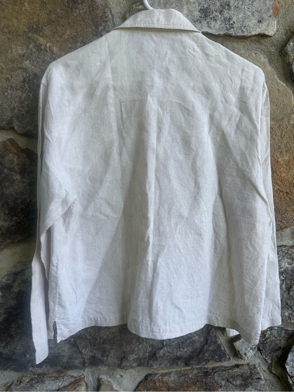 Talbots 100% Irish Linen Cream Flax Button Front Blazer Unlined 8 Coastal Summer - Picture 3 of 11
